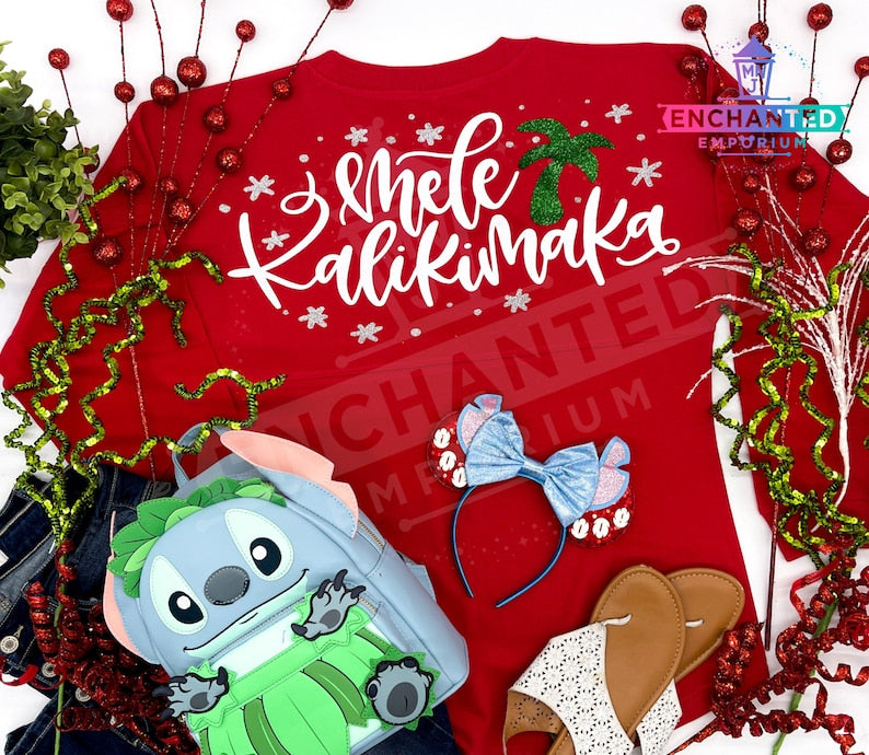 Lilo and Stitch Christmas Mele Kalikimaka Disney Inspired Jersey Shirt Disneyland Disney World Jersey Shirt