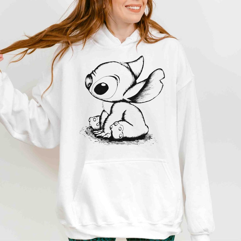 Disney Stitch Sketch Portrait Sweatshirt, Cute Lilo and Stitch Hoodie, Disney Matching Shirt, Disneyland Family Sweatshirt, Disney World Tee