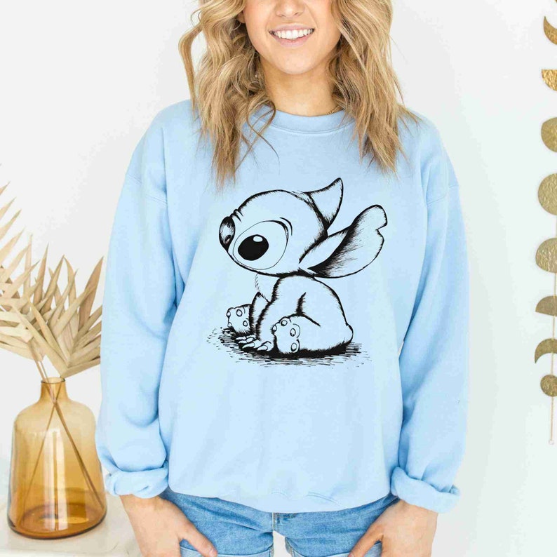Disney Stitch Sketch Portrait Sweatshirt, Cute Lilo and Stitch Hoodie, Disney Matching Shirt, Disneyland Family Sweatshirt, Disney World Tee