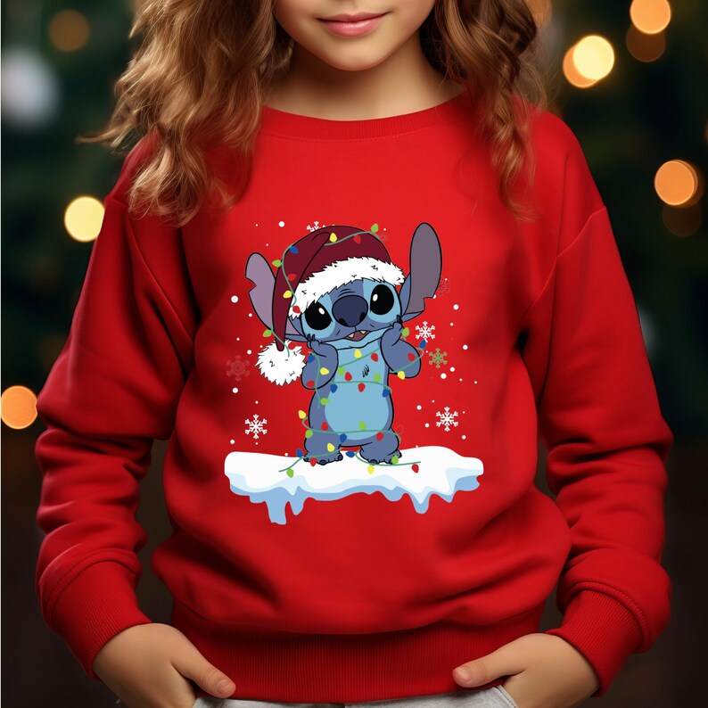 Disney Lilo and Stitch Christmas Lights Shirt, Santa Snow product image 2