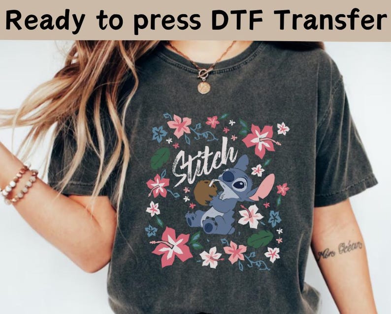 Disney Stitch Ohana DTF Transfer,Lilo And Shirt,Ready to product image 1