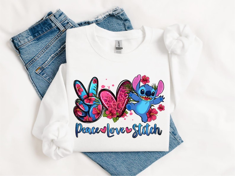 Peace Love Stitch Shirt, Disney Floral T-Shirt, Lilo and product image 1