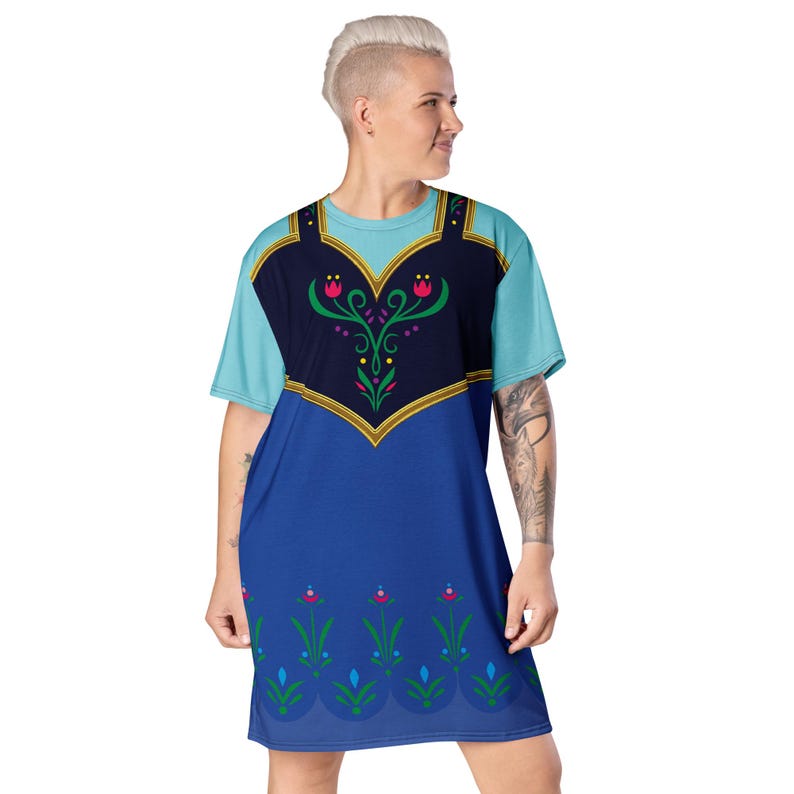 Anna Costume 2XS - 6XL Plus Size T-Shirt Dress Frozen Princess Halloween Cosplay Party Dance Party Oversize Halloween Cosplay Bounding Gift