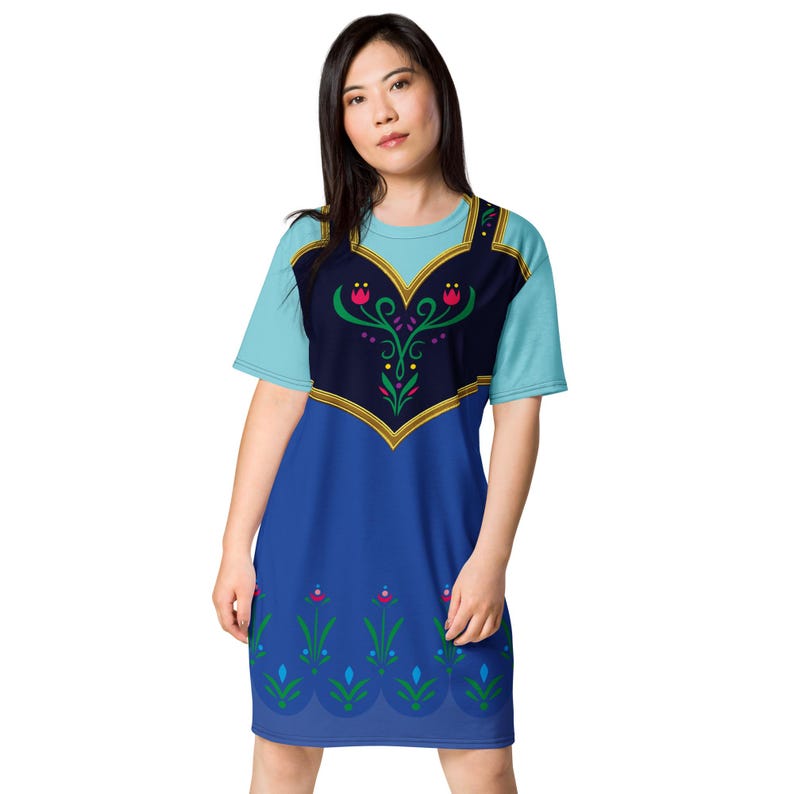 Anna Costume 2XS - 6XL Plus Size T-Shirt Dress Frozen Princess Halloween Cosplay Party Dance Party Oversize Halloween Cosplay Bounding Gift
