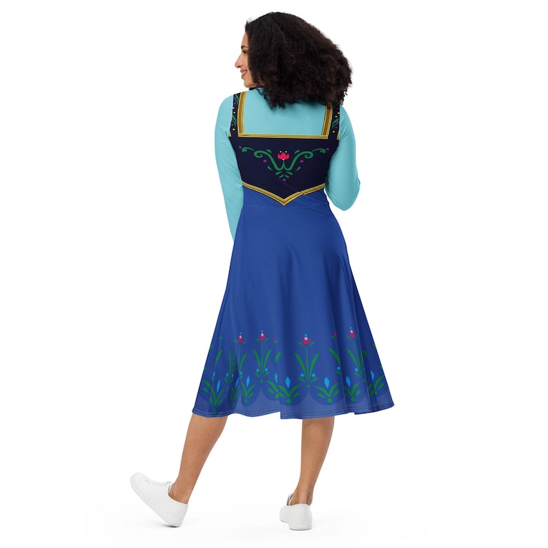 Anna Costume 2XS - 6XL Frozen Princess Pocket Dress Long Sleeve Knee Length Dance Party Plus Size Halloween Cosplay Bounding Cartoon Movie