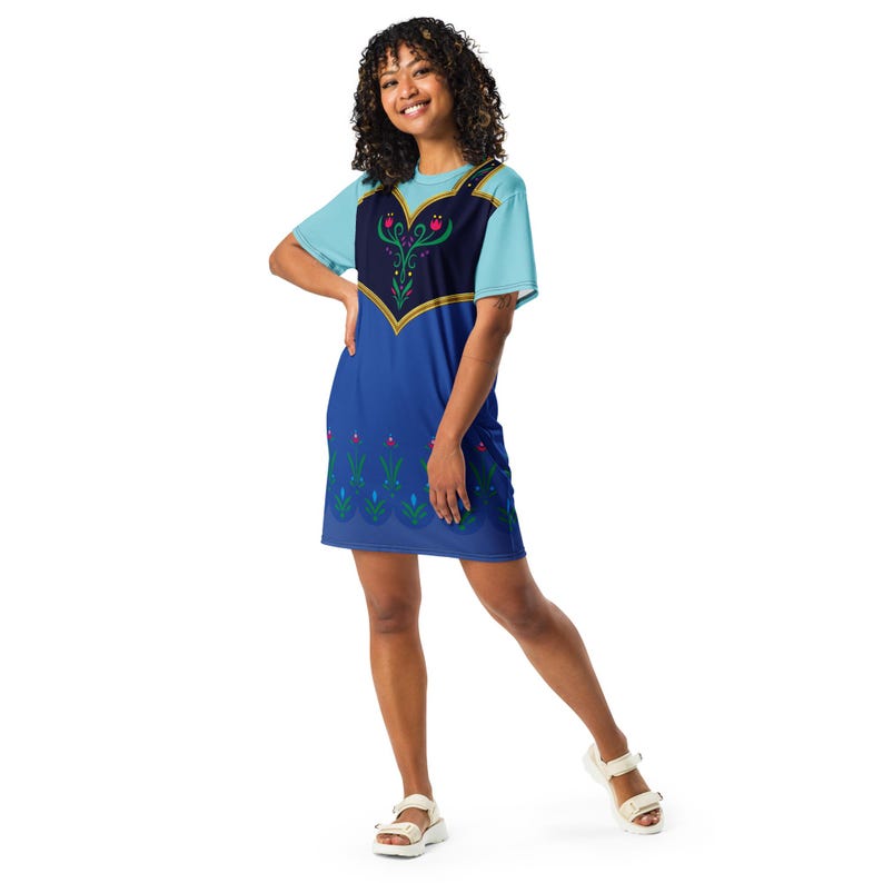 Anna Costume 2XS - 6XL Plus Size T-Shirt Dress Frozen Princess Halloween Cosplay Party Dance Party Oversize Halloween Cosplay Bounding Gift