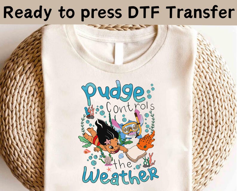 Disney Lilo and Stitch Pudge Controls The Weather DTF product image 1