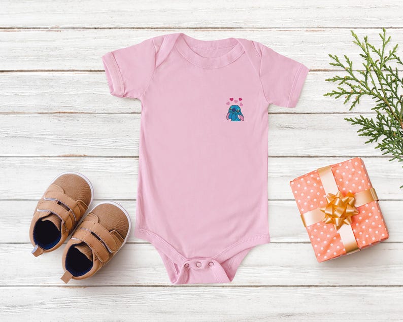 Lovely Disney Stitch Embroidered Toddler Shirt, Cute Stitch Tee, Lilo and Stitch Onesie, Fun Stitch Shirt for Kids, Disneyland Toddler Wear