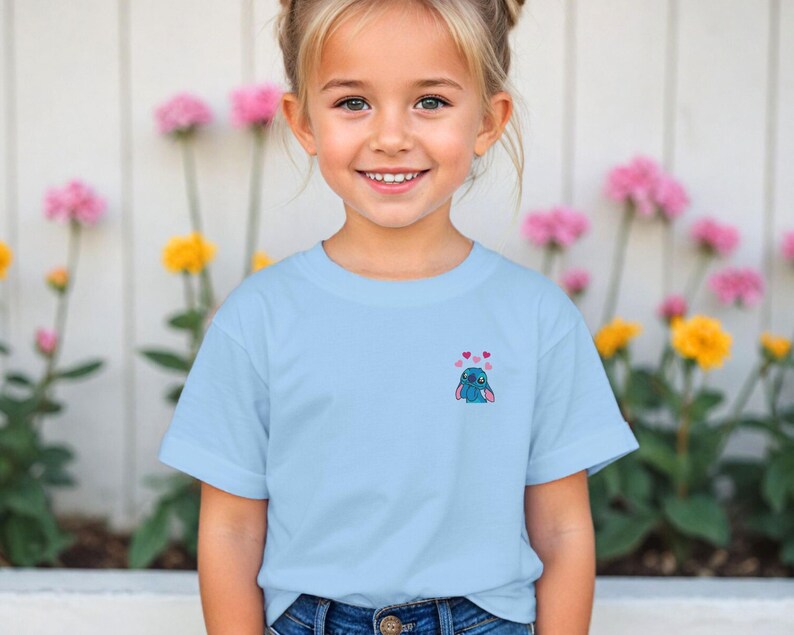 Lovely Disney Stitch Embroidered Toddler Shirt, Cute Stitch Tee, Lilo and Stitch Onesie, Fun Stitch Shirt for Kids, Disneyland Toddler Wear