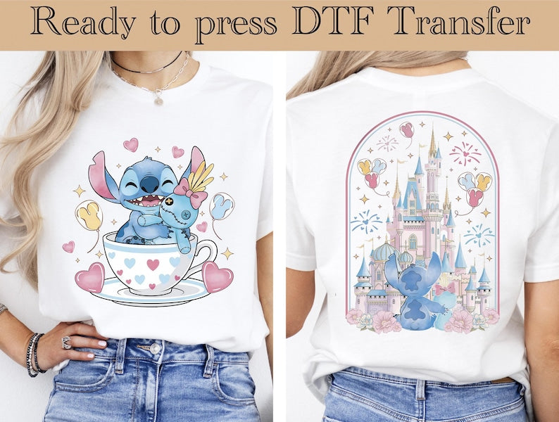 Disney Two-Sided Stitch And Scrump DTF Transfer, Disney Stitch DTF, Disney Cute Stitch DTF Transfers,Disney Lilo & Stitch Ready To Press