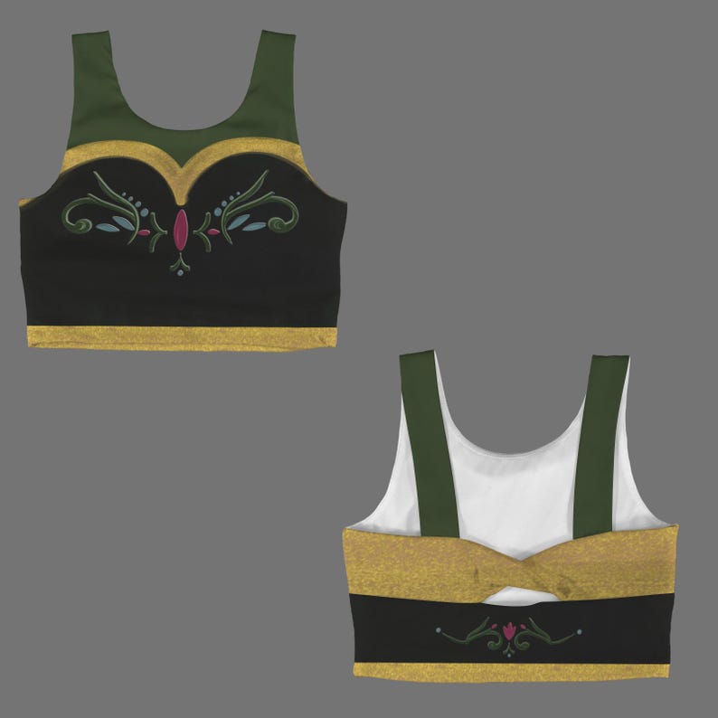 Scandinavian frozen Ice Princess Coronation Crop top | Womens Anna cosplay costume Tank Active park set | Nordic Queen rundisney Outfit