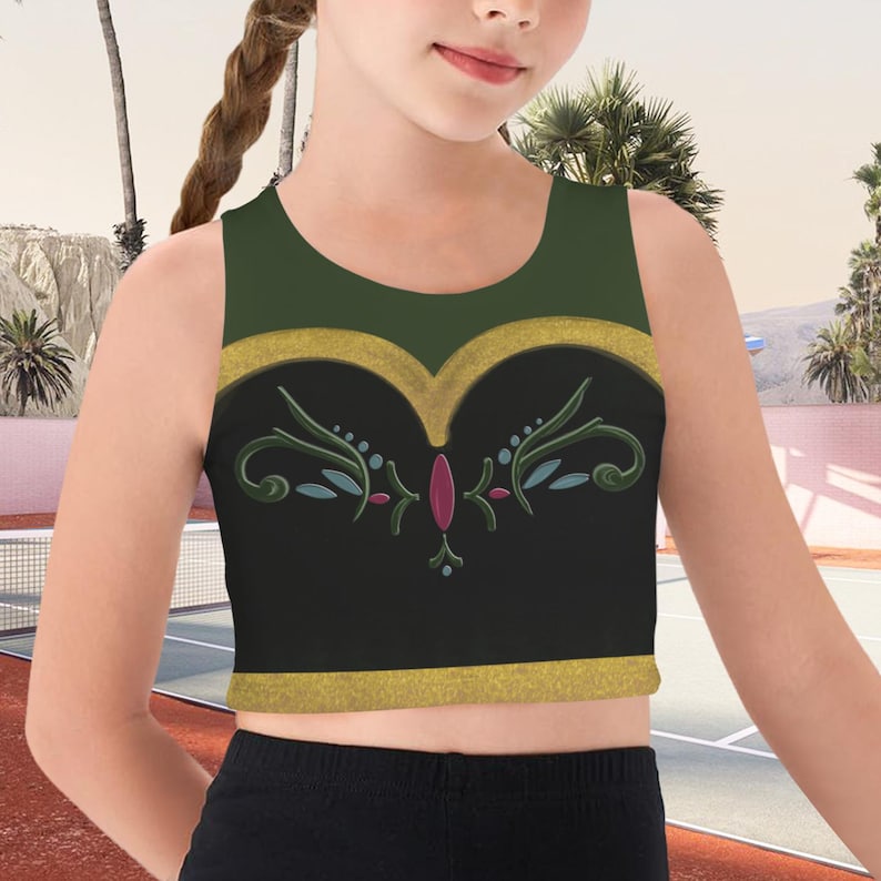Scandinavian frozen Ice Princess Coronation Crop top | Womens Anna cosplay costume Tank Active park set | Nordic Queen rundisney Outfit