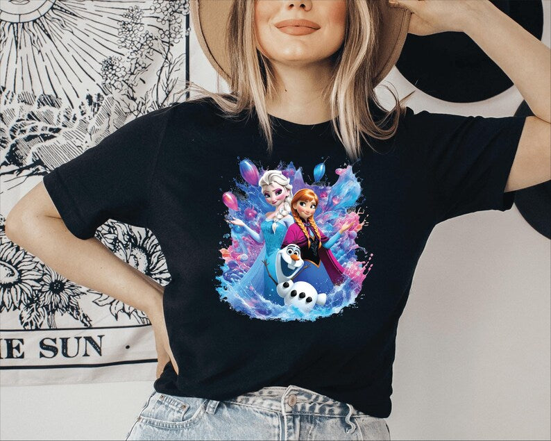 Frozen Elsa Anna Olaf DTF Transfer, Disney Inspired Kids Shirt Print, Ready to Press Heat Transfer, Cartoon Character DTF, DIY Tee Design