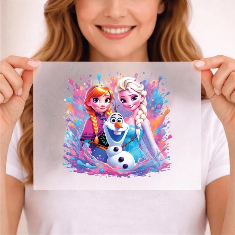 Frozen Elsa Anna Olaf DTF, Disney Inspired Kids Shirt Print product image 6