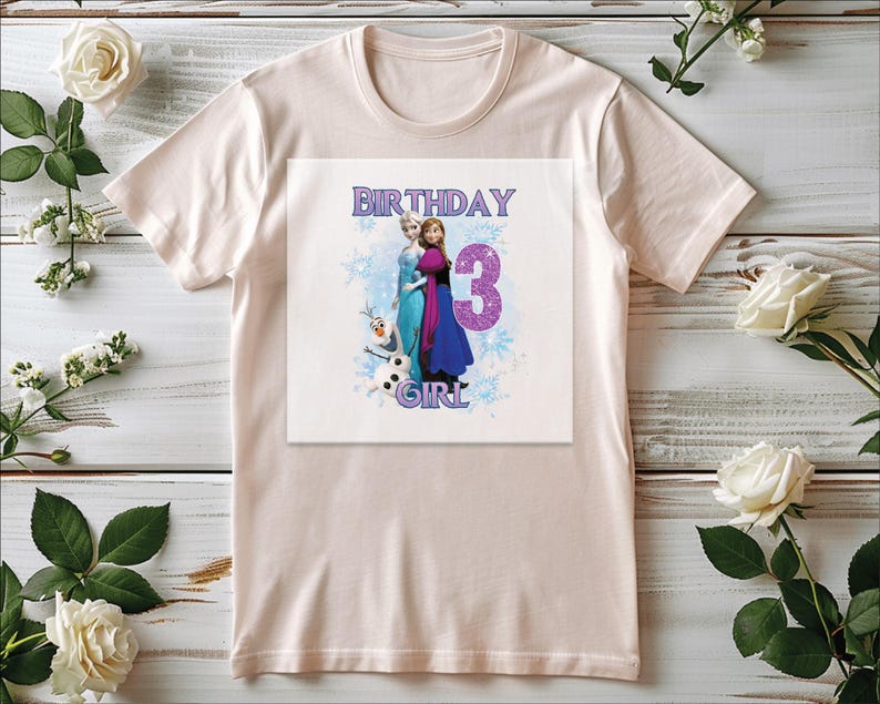 Custom Frozen Elsa Anna Birthday Girl DTF Transfer (Ready to Press)
