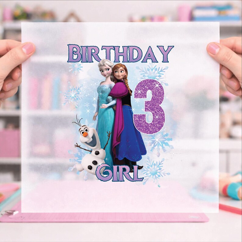 Custom Frozen Elsa Anna Birthday Girl DTF Transfer (Ready to Press)