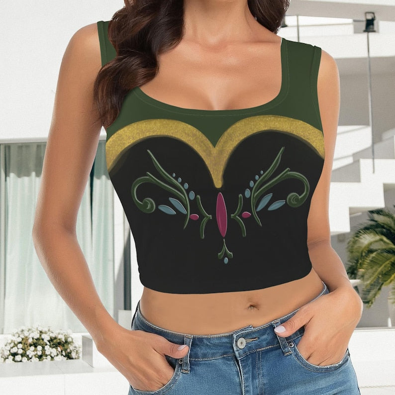Scandinavian frozen Ice Princess Coronation Crop top | Womens Anna cosplay costume Tank Active park set | Nordic Queen rundisney Outfit