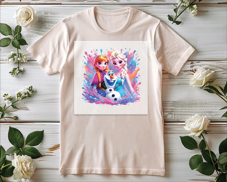 Frozen Elsa Anna Olaf DTF, Disney Inspired Kids Shirt Print product image 3