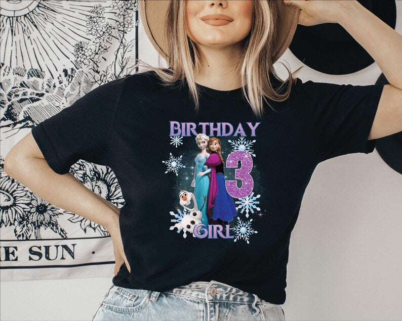 Custom Frozen Elsa Anna Birthday Girl DTF Transfer (Ready to Press)