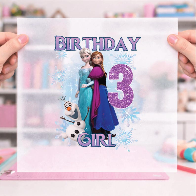 Custom Frozen Elsa Anna Birthday Girl DTF Transfer (Ready to Press)