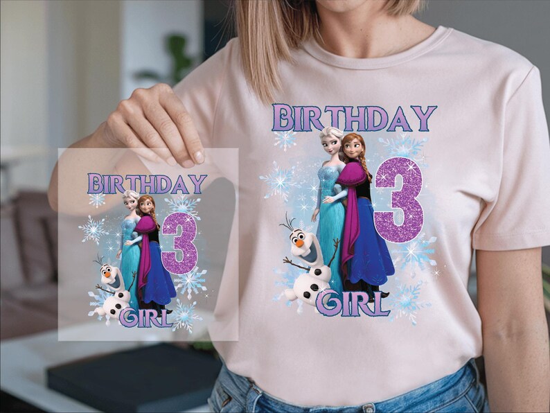 Custom Frozen Elsa Anna Birthday Girl DTF Transfer (Ready to Press)