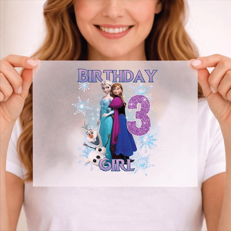 Custom Frozen Elsa Anna Birthday Girl DTF Transfer (Ready to Press)