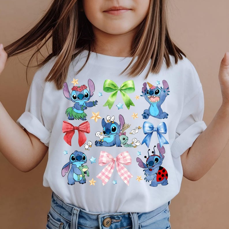 Cute Stitch Kawaii Watercolor Bow Shirt | Lilo and Gift Tee product image 5