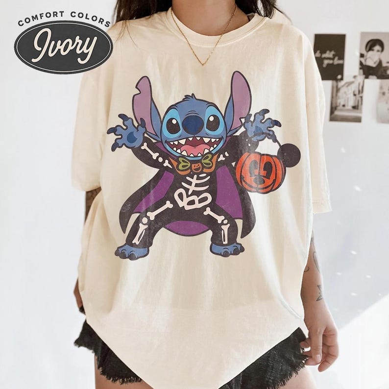 Stitch Skeleton Vampire Costume T-Shirt, Spooky Lilo product image 2