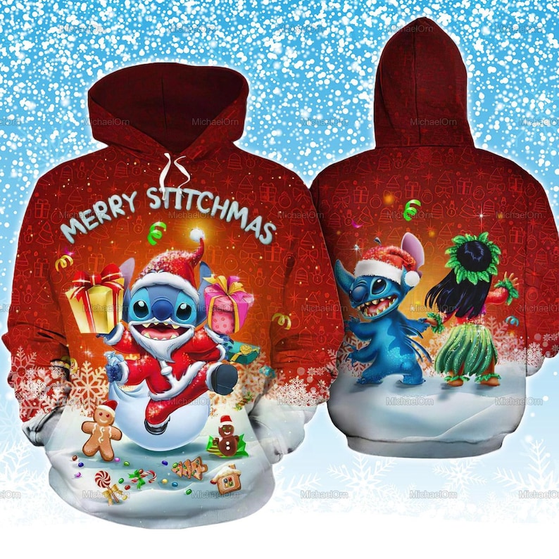 Disney Stitch Hoodie, Merry Stitchmas Lilo And Christmas product image 1