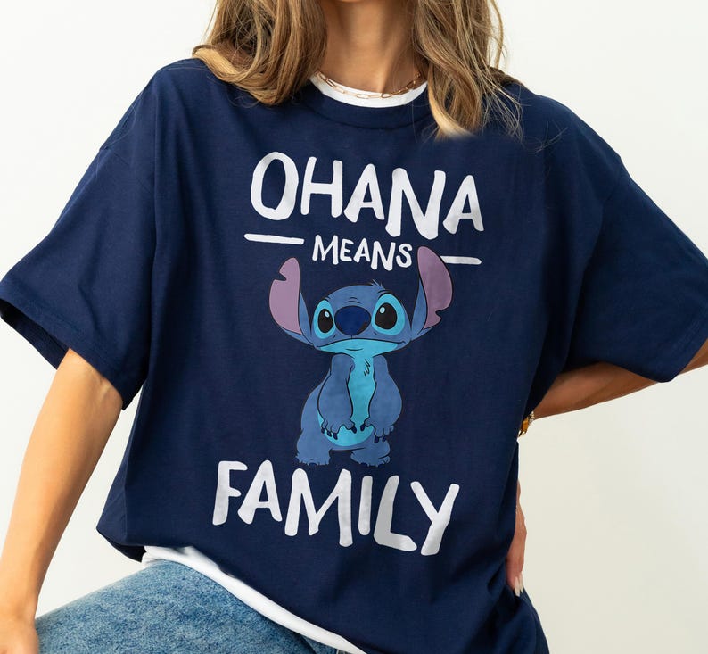 Disney Lilo & Stitch Ohana Means Family Shirt, Cute Maching product image 1