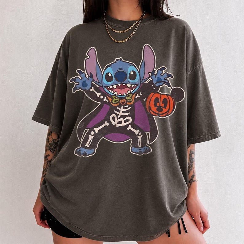 Stitch Skeleton Vampire Costume T-Shirt, Spooky Lilo product image 3