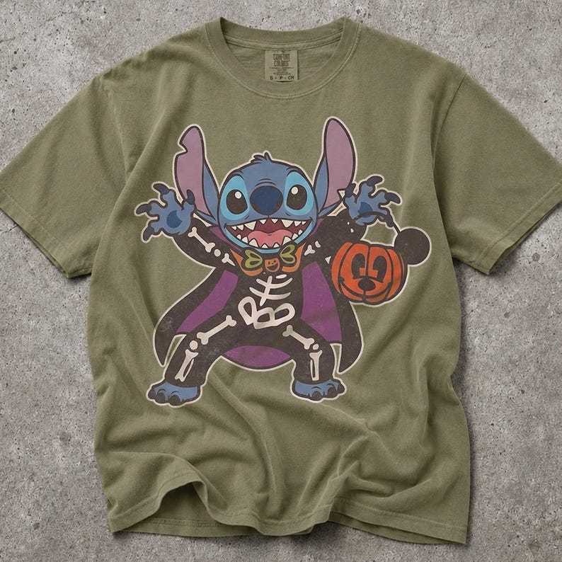 Stitch Skeleton Vampire Costume T-Shirt, Spooky Lilo product image 4