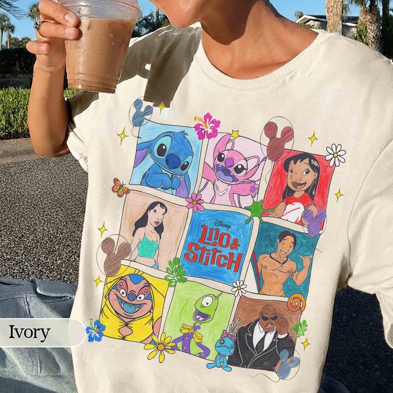 Disney Lilo & Stitch Movie Floral T-shirt, Angel Characters product image 1