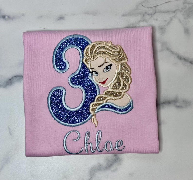 Snow Princess Embroidered Applique Birthday Shirts 1-9 year