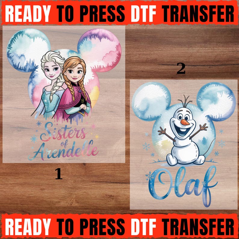 Frozen DTF Transfer, Elsa Anna Olaf Ready to Press, Sisters of Arendelle DTF, Frozen Characters Shirt Transfer, Olaf Snowman DTF