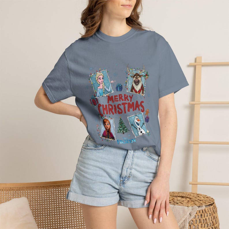 Frozen Christmas Comfort Colors Shirt, Elsa Anna Olaf product image 13