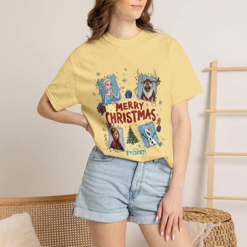 Frozen Christmas Comfort Colors Shirt, Elsa Anna Olaf product image 4