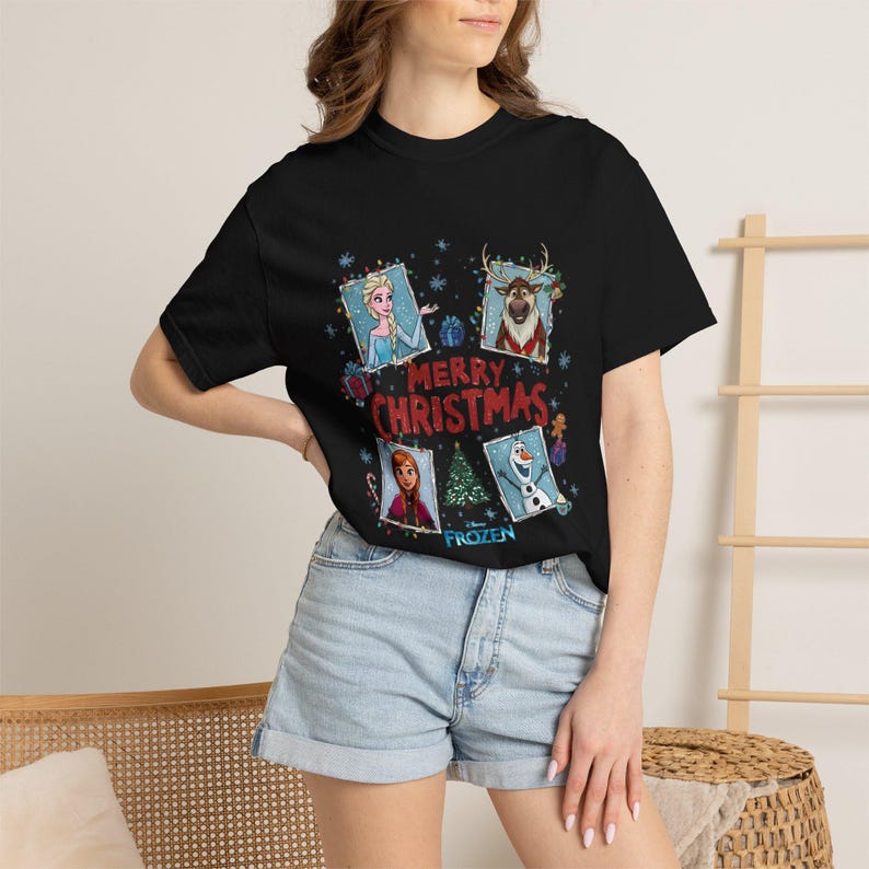 Frozen Christmas Comfort Colors Shirt, Elsa Anna Olaf product image 8