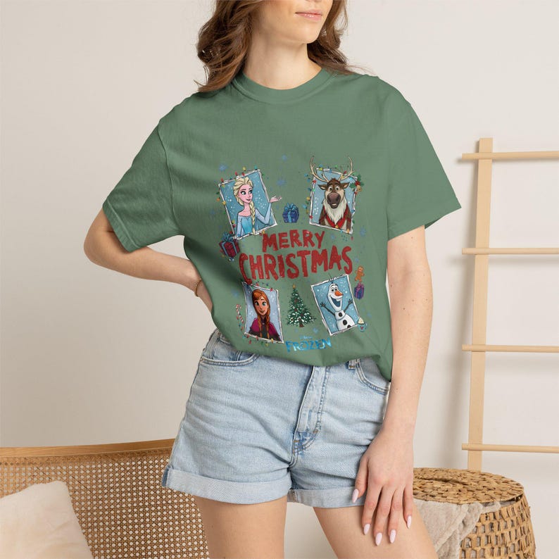 Frozen Christmas Comfort Colors Shirt, Elsa Anna Olaf product image 10