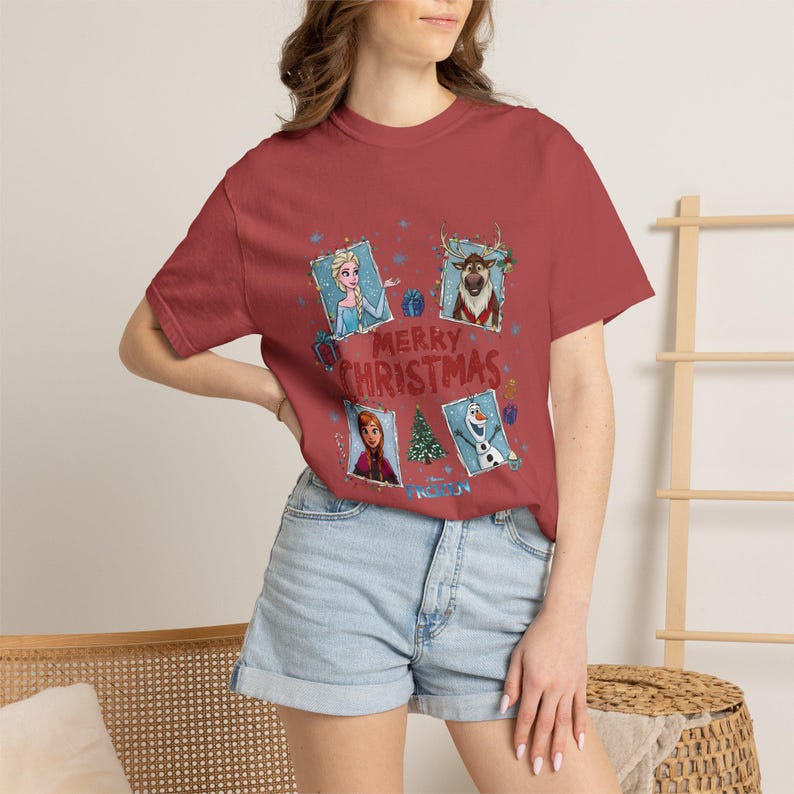 Frozen Christmas Comfort Colors Shirt, Elsa Anna Olaf product image 17