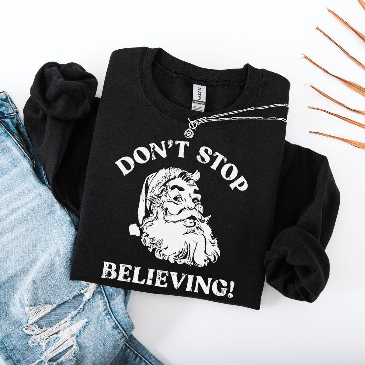 Don't Stop Believing Santa Sweatshirt product image 4