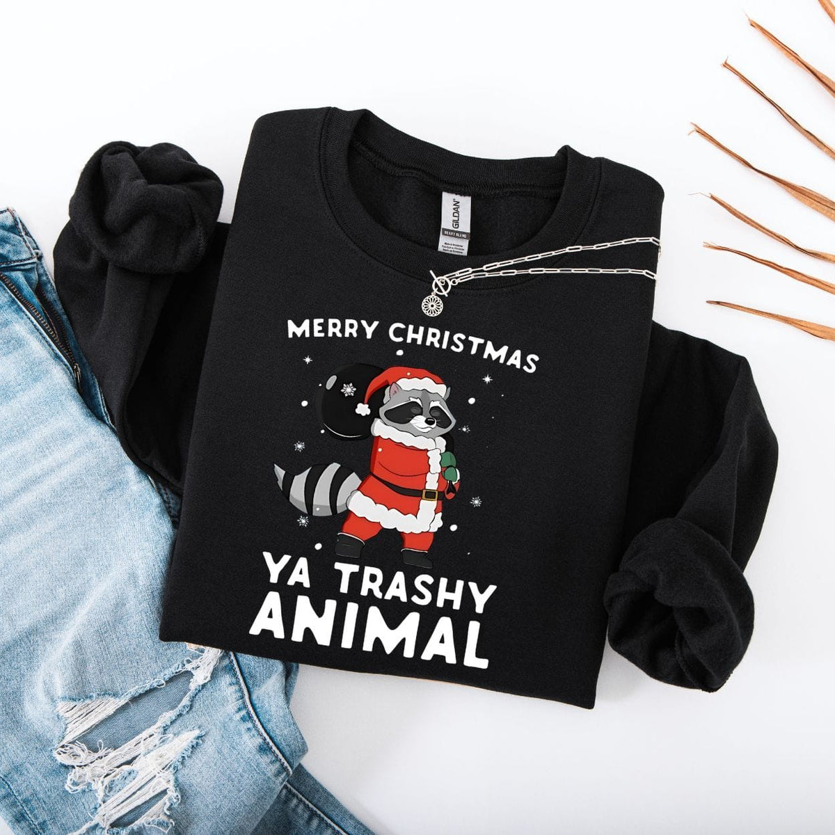 Merry Christmas Ya Trashy Animal Sweatshirt product image 4