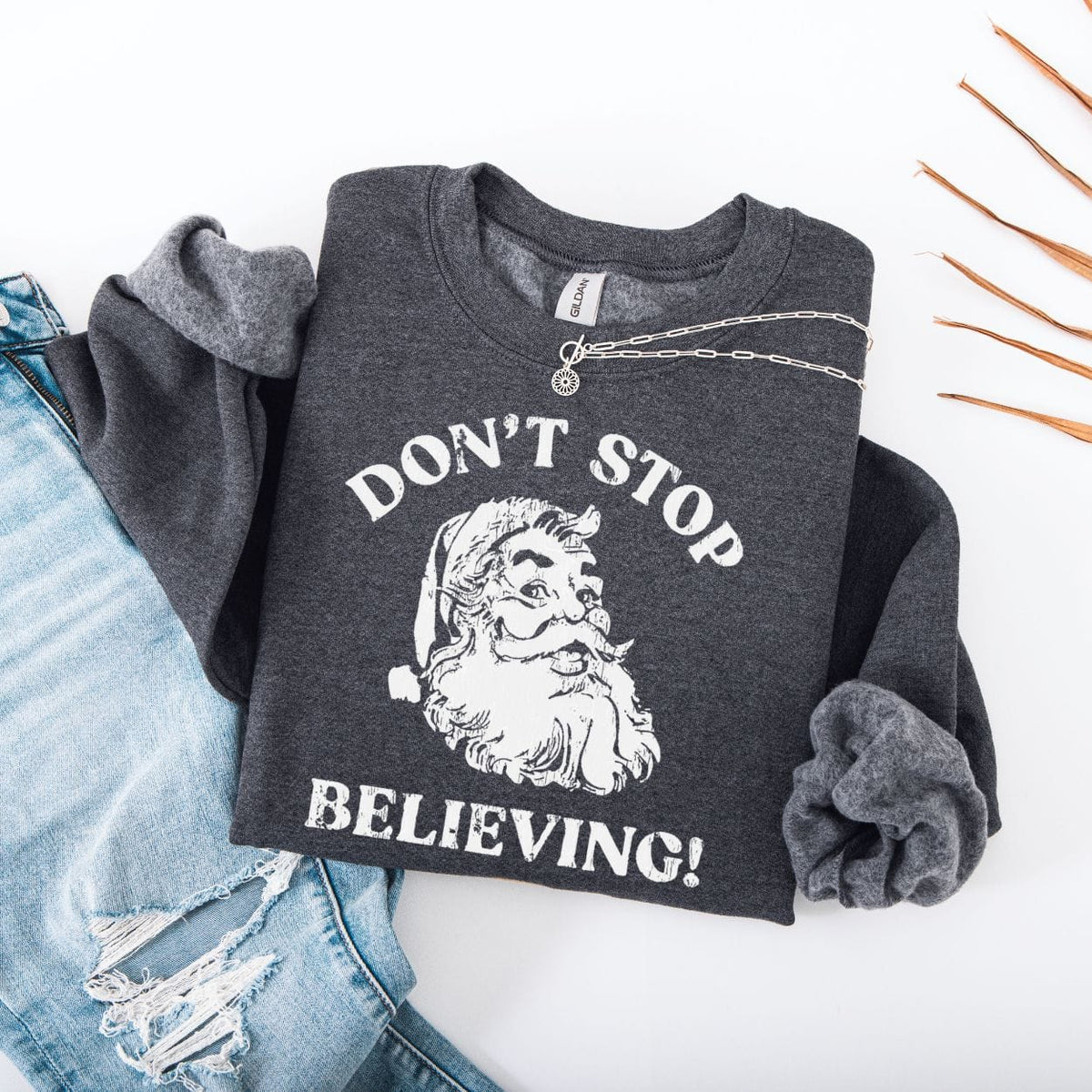 Don't Stop Believing Santa Sweatshirt product image 2