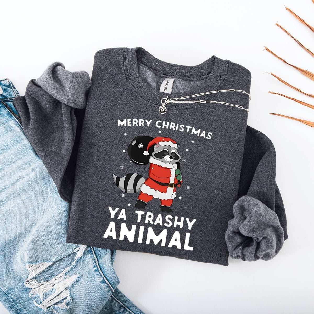 Merry Christmas Ya Trashy Animal Sweatshirt product image 2