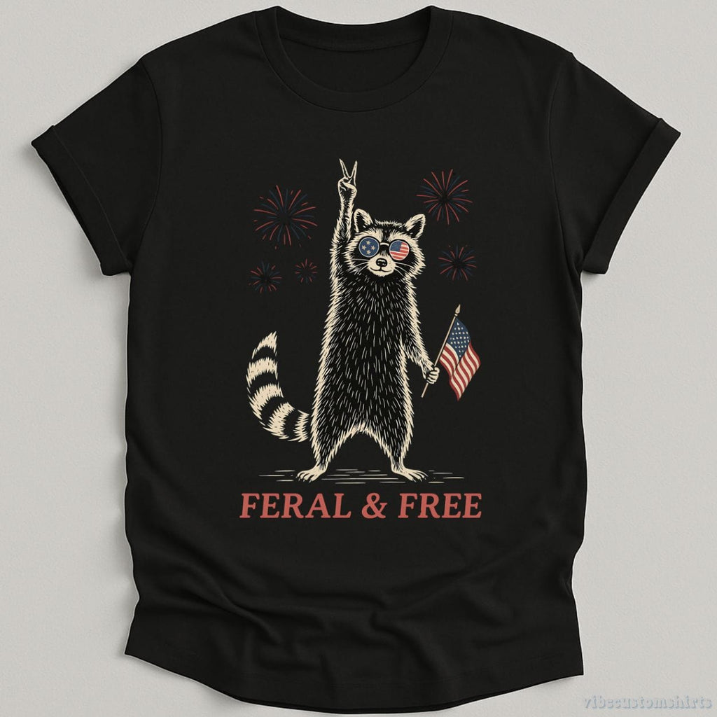 Feral & Free Patriotic Raccoon Shirt product image 2