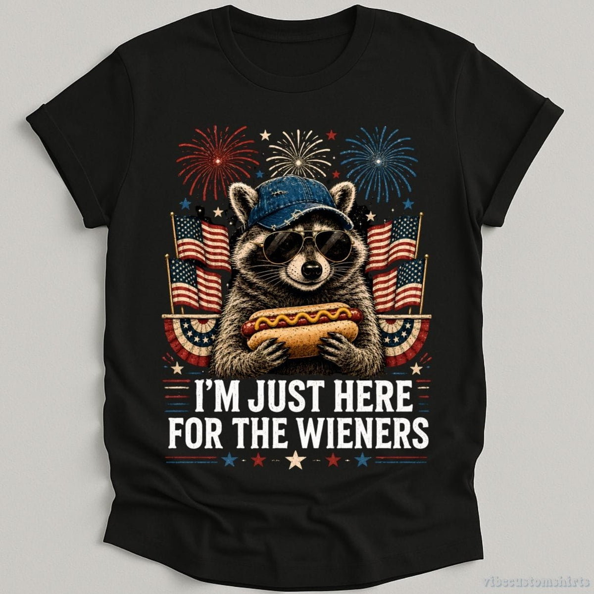 I'm Just Here For The Wieners Patriotic Raccoon Shirt product image 1