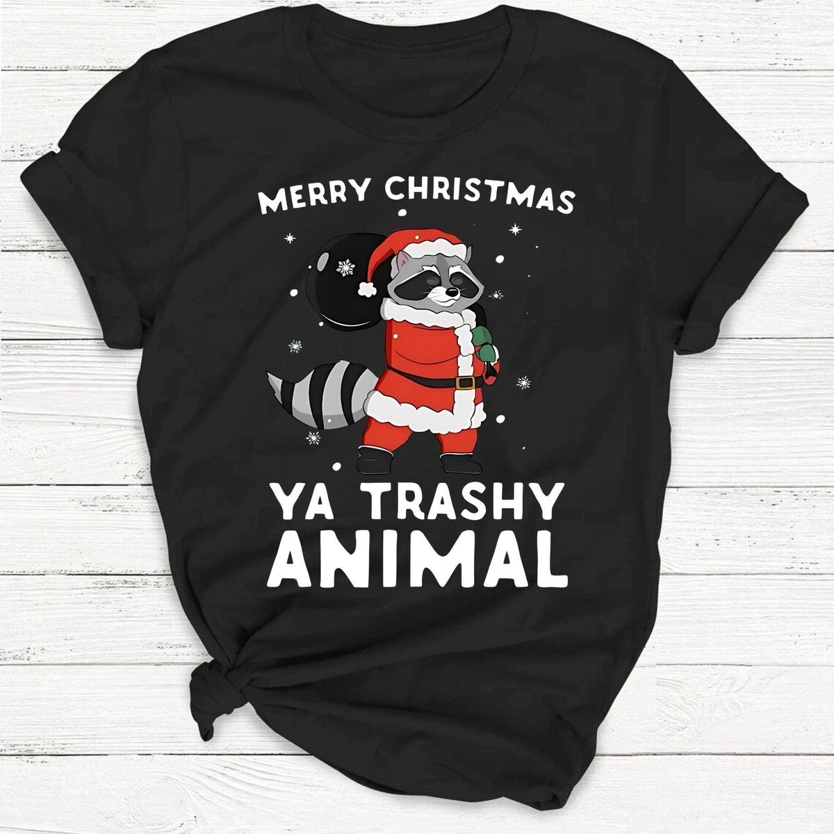 Merry Christmas Ya Trashy Animal Santa Raccoon Shirt product image 1