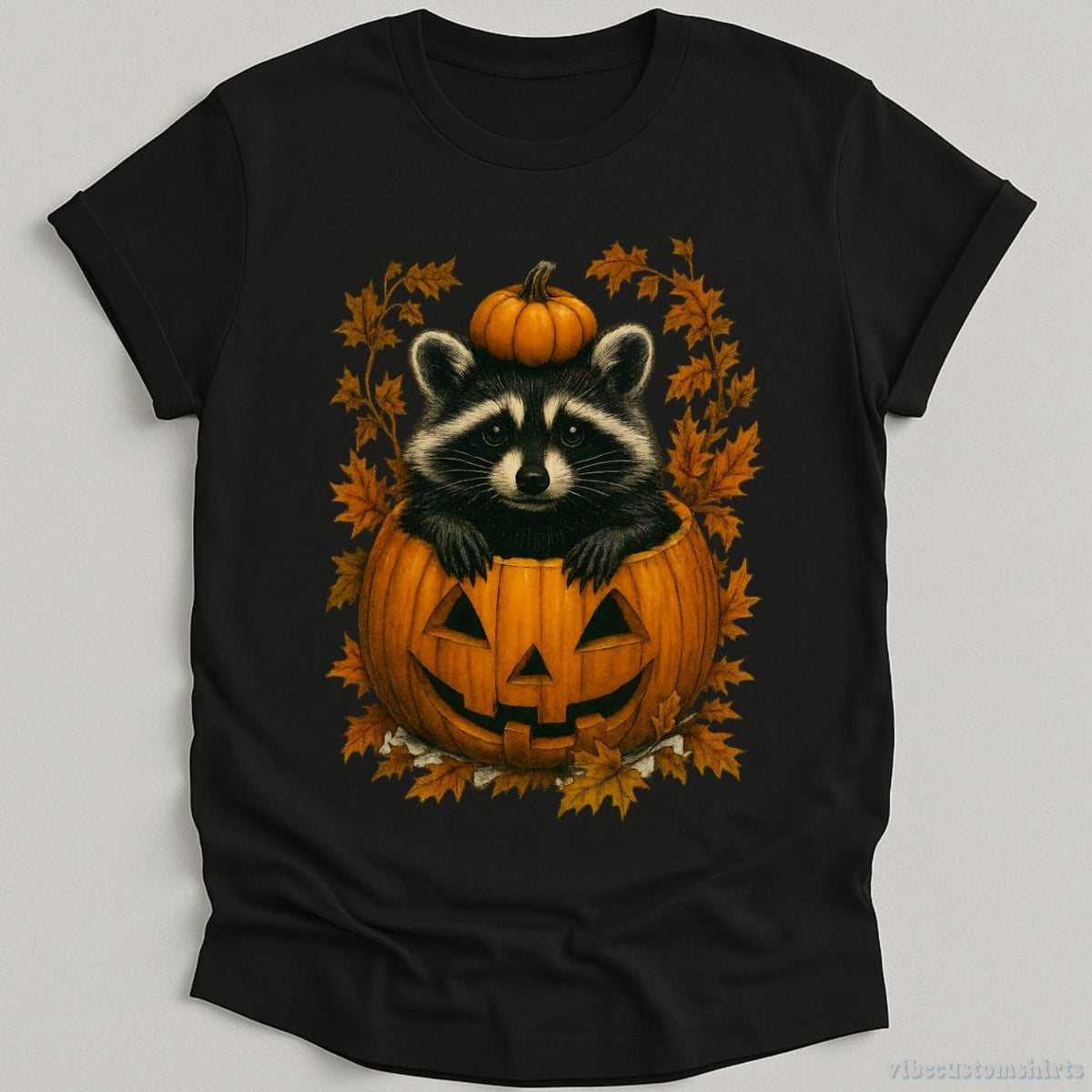 Spooky Raccoon in Pumpkin Halloween Shirt product image 1