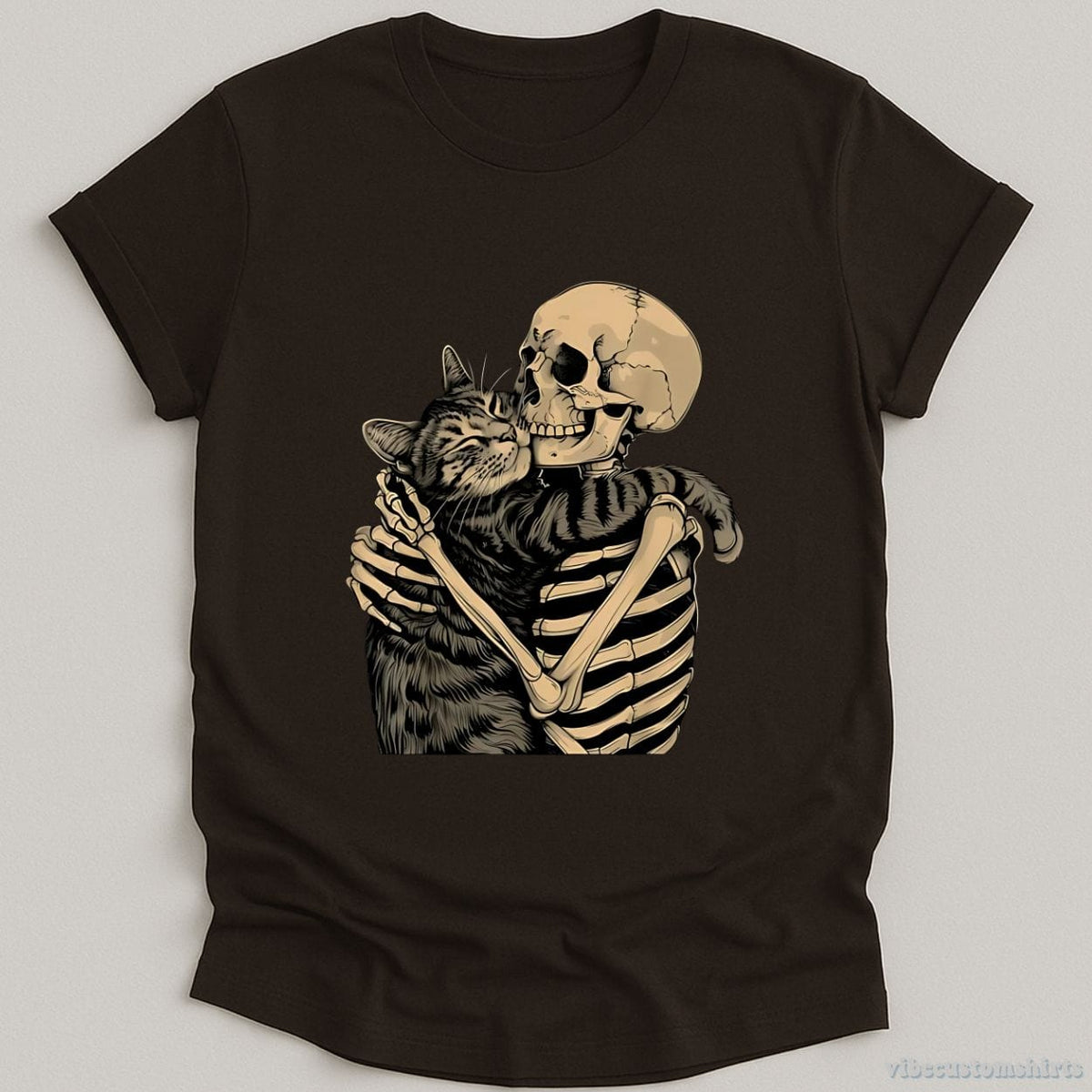 Skeleton Hugging Cat Halloween Meme Shirt product image 1
