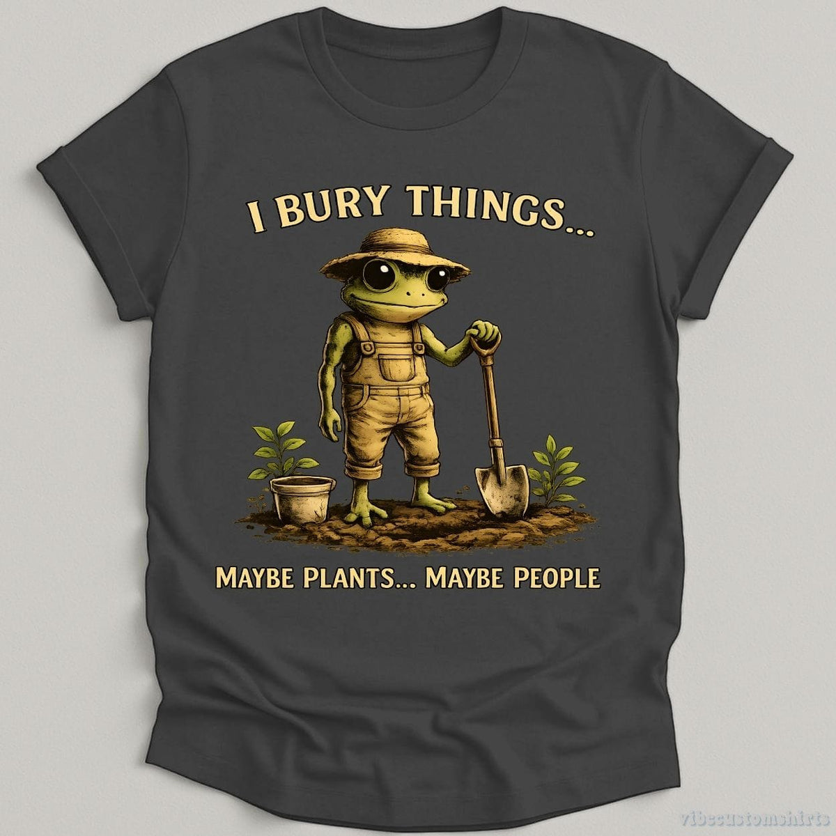 I Bury Things Maybe Plants People Frog Humor Shirt product image 3